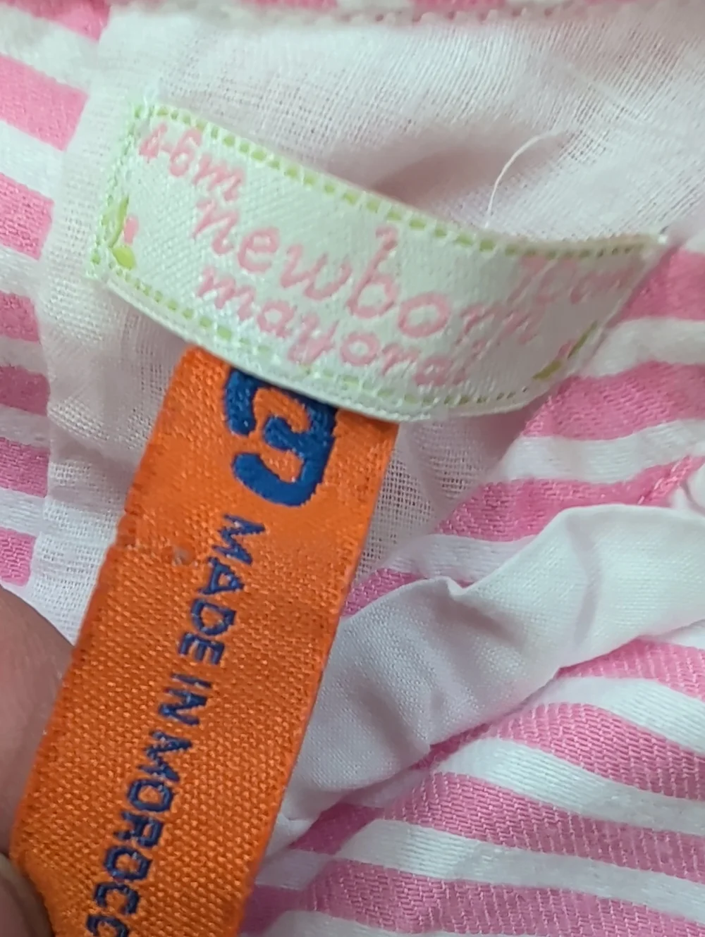 Newborn Mayoral Pink and White Striped Baby Dress
